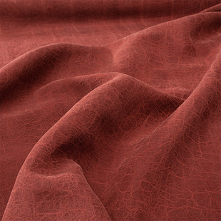 砖红顺德莨绸龟裂纹香云纱布料 手工复古非遗蚕丝服装面料