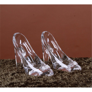 迷你高跟鞋送女友口，十八黄水晶玩具透明水晶鞋，摆件孩子玻璃鞋
