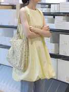 韩系小众无袖圆领浅黄色上衣女23夏季中长款衬衫气质洋气衬衣