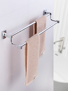 毛巾架精铜卫生间毛巾杆双杆单杆免打孔浴室，挂架挂杆加长非不锈钢