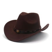 弯檐西部爵士帽牛仔帽复古男女，卷边凹凸造型毡帽英伦时尚礼帽