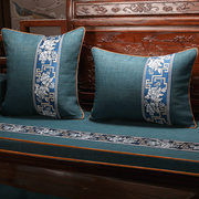 新中式亚麻抱枕红木沙发方形靠垫客厅靠包长方形靠枕套靠背垫定制