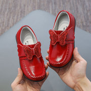 女童单鞋公主鞋2023春秋时尚皮鞋软底真皮红色小皮鞋儿童鞋子