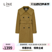line韩国女装春季气质，英伦风系带羊毛风衣外套nhhcmk0700
