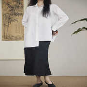 新中式轻国风长袖立领，衬衫女复古百搭衬衣，春季时尚白衬衫