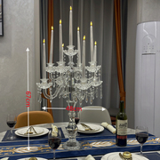 九头欧式水晶蜡烛台烛光晚餐，婚庆婚礼烛台道具，餐桌装饰摆件烛台