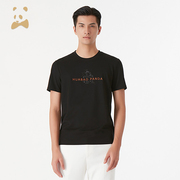 优雅生活CANUDILO/卡奴迪路熊猫系列时尚黑色字母针织短袖T恤