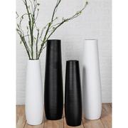 陶瓷落地白色黑色简约时尚欧式现代客厅摆件家用装饰品干花大花瓶