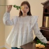 娃娃衫荷叶边上衣女设计感白色宽松衬衣秋季法式甜美气质长袖衬衫