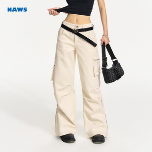 NOTAWEAR 沙漠公路 万能裤装 版型至上 米白色美式高腰直筒工装裤