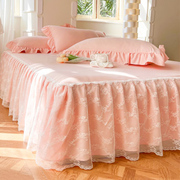 欧式公主风床裙单件小清新蕾丝刺绣床罩式床垫保护套防滑花边床盖