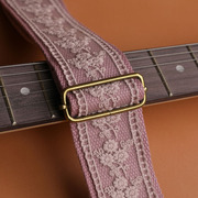 紫色蕾丝电吉他背带手工制作木吉他，肩带民谣加宽背带5cm加厚个性