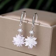 高级感s925纯银日韩国长款雪，花朵耳环耳线耳坠，耳饰品纯美气质礼物