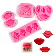 情人节红唇嘴唇翻糖硅胶，模具diy巧克力创意，网格蛋糕装饰工具磨
