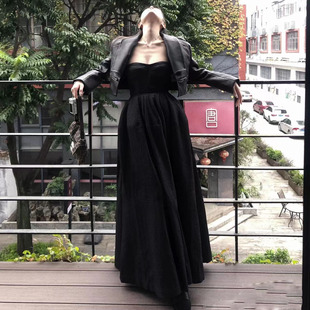 高级感黑色礼服大摆长裙纯欲气质抹胸收腰吊带，连衣裙超仙度假裙子