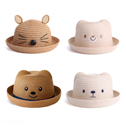 沙滩男女婴儿宝宝帽子儿童小草帽遮太阳帽夏季可爱超萌春秋薄款