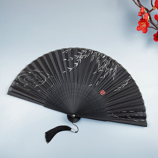 扇子折扇中国风真丝扇复古风夏季随身便携小折叠扇汉服旗袍舞蹈扇