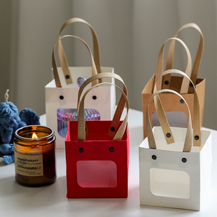 方型手提纸袋香薰蜡烛包装袋，小袋简易韩式风，diy小提手袋