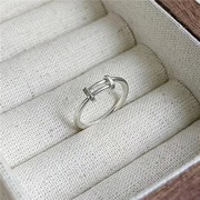 S925纯银韩国推拉个性可调节戒指亮银混搭素圈时尚简约尾戒指环女