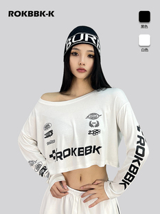 ROKBBK－K/布韩街舞潮牌美式短款宽松嘻哈长袖女爵士舞hiphop上衣