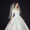 韩国纱新娘结婚头纱短款米白色双层素纱wan年经典不出错百搭款式