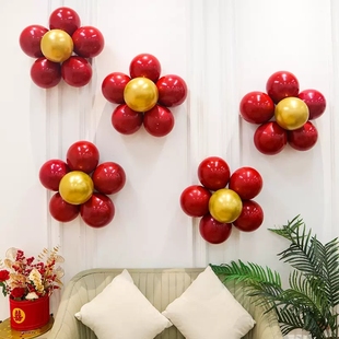 五一商场婚房花瓣花朵气球，装饰创意卧室场景，布置气球造型梅花夹