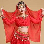儿童印度舞蹈演出服，新疆舞民族舞健身舞蹈服装，肚皮舞灯笼长袖上衣