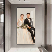 定制婚纱照画框打印洗情侣照片做成玄关画加相框结婚照放大挂墙上