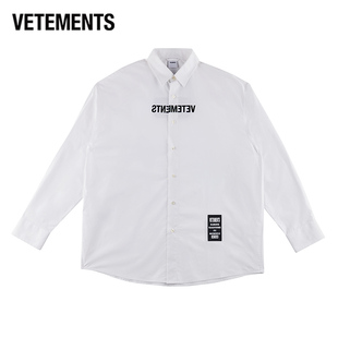 VETEMENTS秋季新款情侣白色衬衣 男女款休闲宽松长袖衬衫63530001