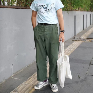 美式复古阿美咔叽，og107军旅风长裤，宽松复刻军绿直筒工装裤vintage