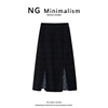 ngminimalism2021时尚潮流，女装黑色格纹半身裙拼接显瘦a字裙