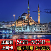 土耳其电话卡4g手机上网伊斯坦布尔高速流量卡5/7/10/15/30天旅游