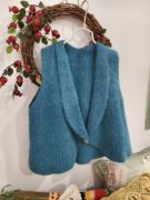 蓝绿色大v领气质气质，宽松慵懒风兔羊毛，开衫外套背心毛衣