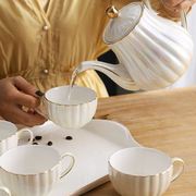 高档陶瓷客厅杯子套装，欧式家用咖啡杯套装，茶具茶杯杯具带托盘礼盒