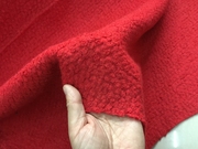 秋冬大红色颗粒感圈圈羊毛呢时装面料 全羊毛毛料布料 大衣 外套