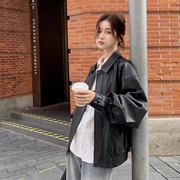 皮衣外套女短款2024秋季港风黑色pu小个子美式复古机车服夹克