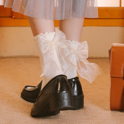 猛男袜子仙女花边中筒夏季薄款蕾丝后跟大蝴蝶结，jk洛丽塔日系可爱