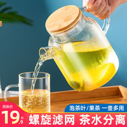 日式冷水壶家用耐高温大容量玻璃茶壶高颜值饮料桶凉水壶水杯套装