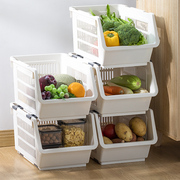 厨房蔬菜收纳筐菜篮可叠加收纳篮水果菜篮子置物架装放果蔬框塑料