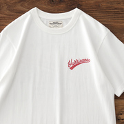 vintage印花短袖t恤男夏季字母背面美式复古潮纯棉打底衫圆领体恤