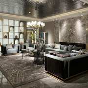 意式轻奢真皮沙发组合客厅，高端奢华现代简约大户型别墅定制家具