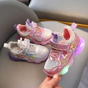 2023儿童灯鞋棒棒糖女孩亮面led灯休闲鞋运动鞋，公主鞋女1-6岁
