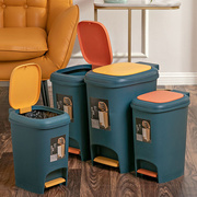 静音缓降垃圾桶带盖脚踩按压双开大容量家用卫生间防臭垃圾筒
