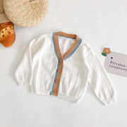 宝宝空调房开衫夏季薄款婴儿针织，棉质镂空小外套，女童防晒外出外搭
