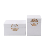 新中式白色首饰盒摆件现代轻奢样板间软装饰品玄关木质收纳盒