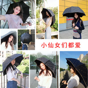 深拱形防晒防紫外线，蘑菇公主雨伞黑胶遮阳折叠晴雨两用女太阳伞