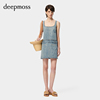 deepmoss2024春夏女装高级时尚，休闲气质拼接牛仔背心裙