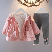 1-3岁女宝宝秋季套装2女童装，韩版婴儿衣服春秋季小女孩外套三件套