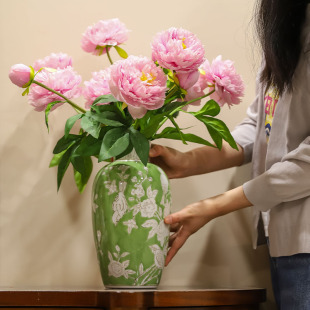 新中式青花瓷花瓶陶瓷仿古彩绘插花客厅复古样板房玄关餐桌摆件