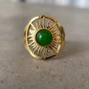 美国ring㊣手作波西米亚华丽绿玛瑙镶嵌18k镀金北极星戒指